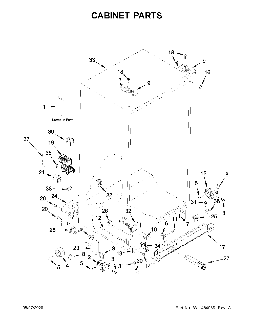 Cabinet parts Diagram and Parts List for MSS25C4MGK03  Maytag Refrigerator