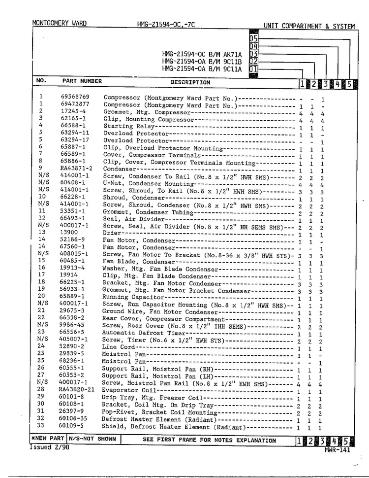 Unit Compartment And System Page 2 Diagram and Parts List for 21594C  Admiral Refrigerator