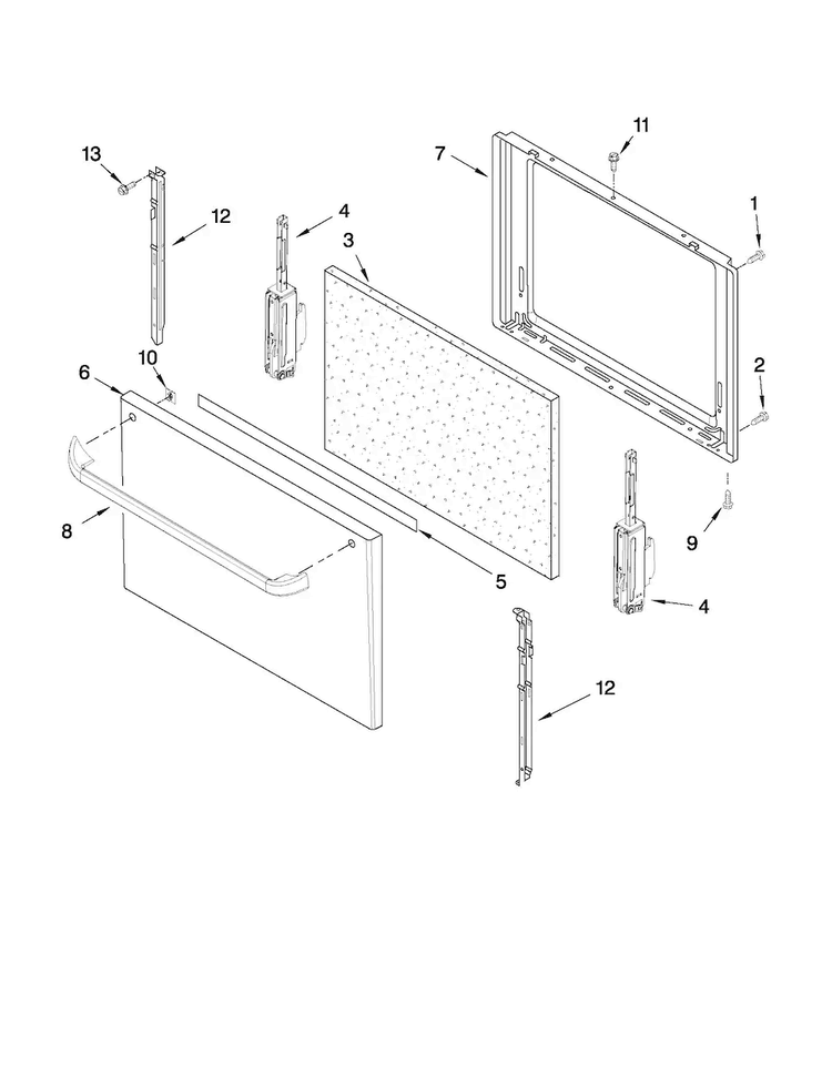 Door Parts Diagram and Parts List for AGR3311WDW1  Amana Range