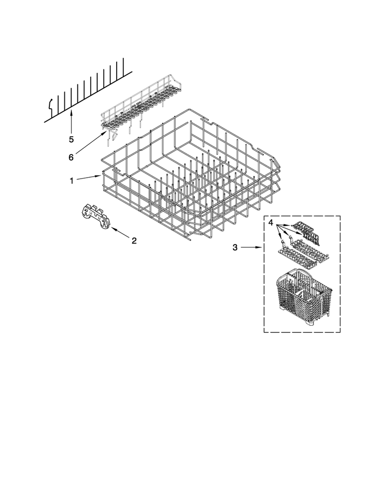 Lower Rack Parts Diagram and Parts List for MDB6709AWB1  Maytag Dishwasher