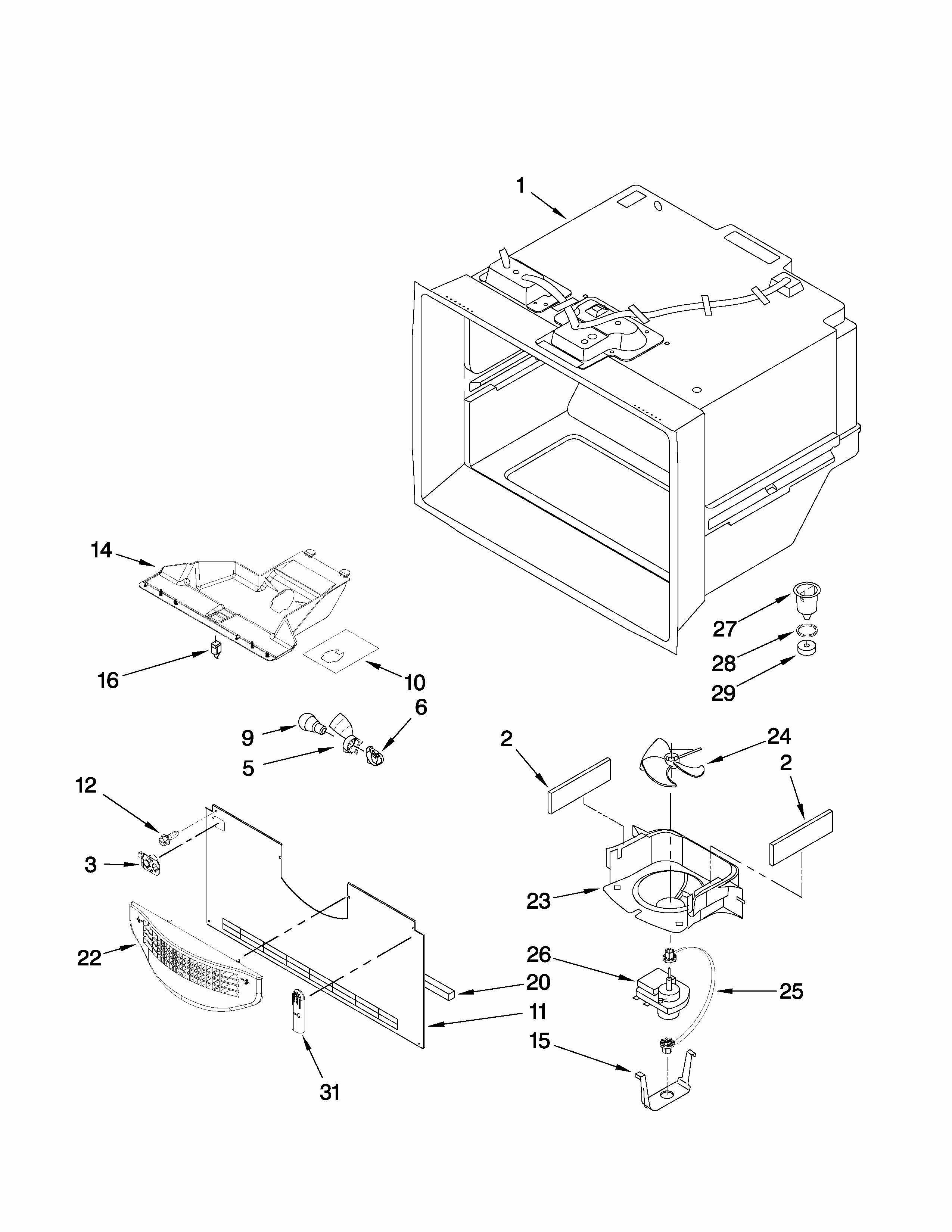 Freezer Liner Parts Diagram and Parts List for GB1924PEKS6  Maytag Refrigerator