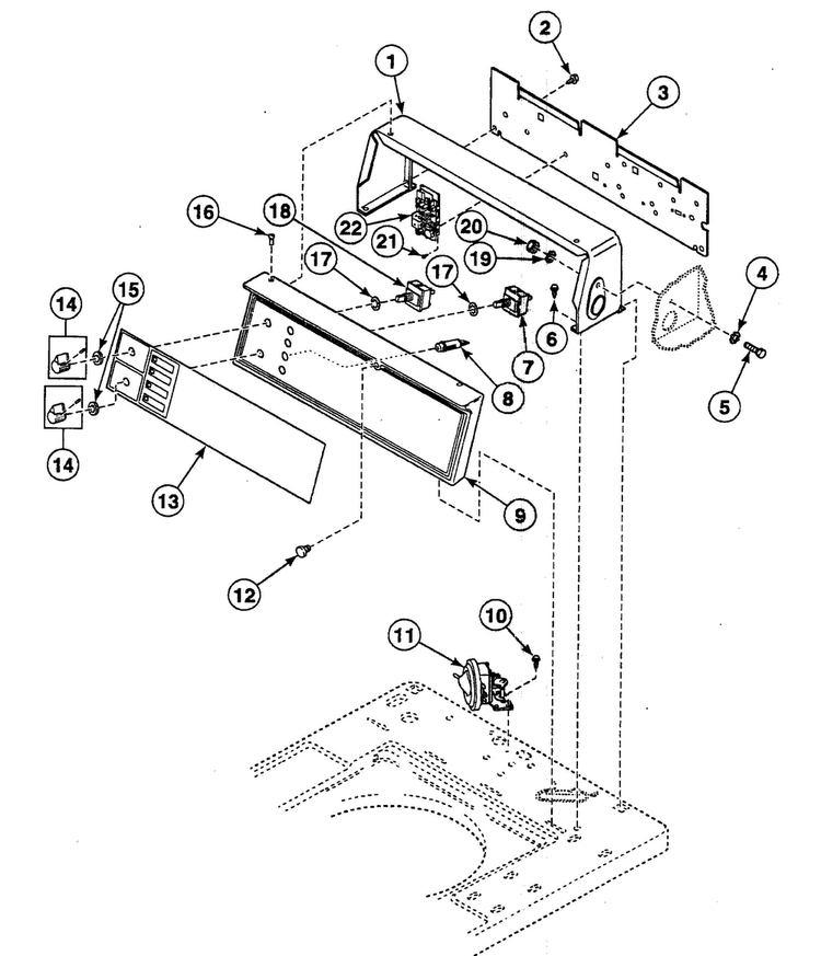 Control Panel Diagram and Parts List for SWTW21LN  Speed Queen Washer