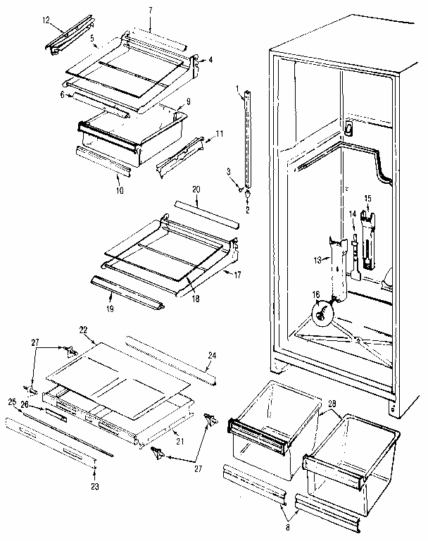 Shelves & Accessories Diagram and Parts List for 742JRT192B MBJ51B Kenmore Refrigerator