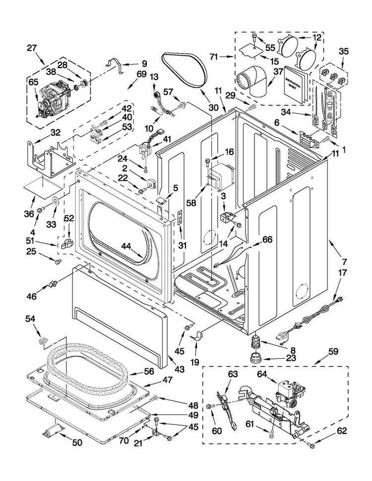 Cabinet Parts Diagram and Parts List for MDG17MNBGW2  Maytag Dryer