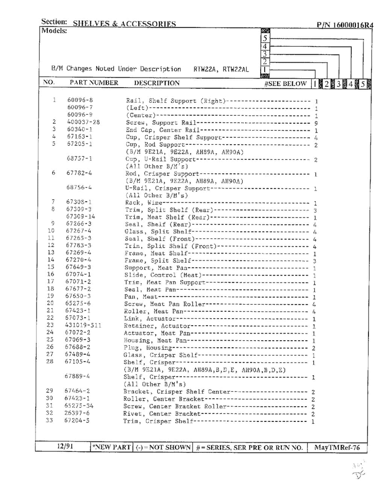 Shelves And Accessories Page 2 Diagram and Parts List for 22752  Maytag Refrigerator