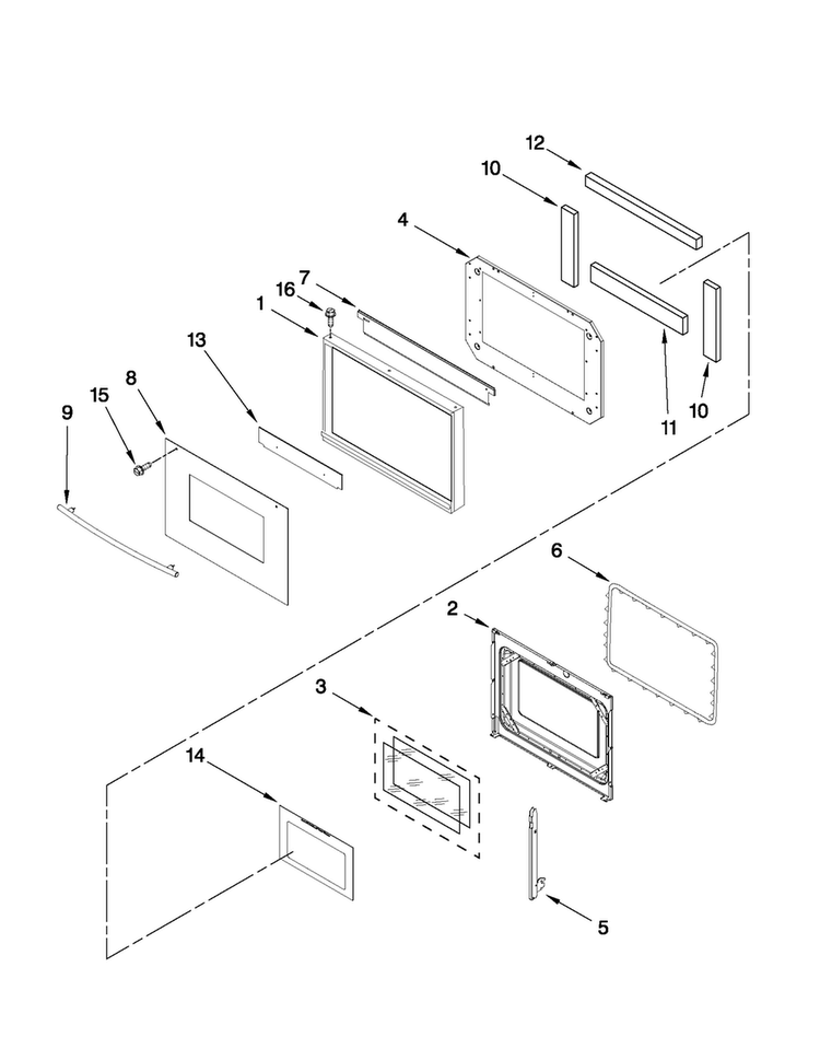 Upper Oven Door Parts Diagram and Parts List for MEW6627DDS19  Maytag Wall Oven