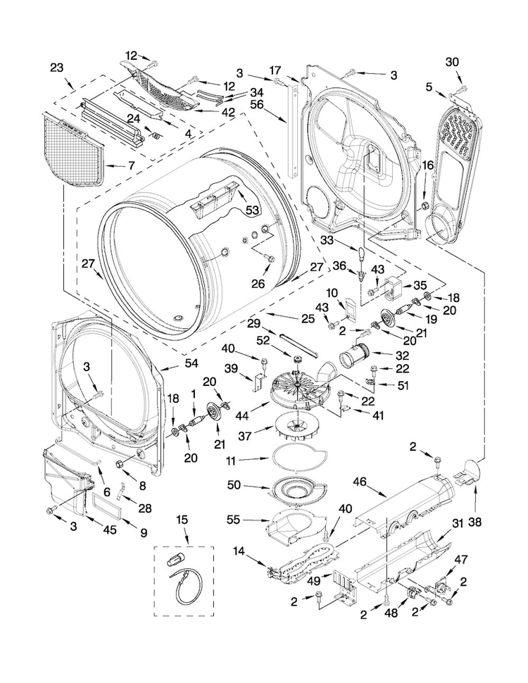 Bulkhead Parts Diagram and Parts List for MEDB200VQ1  Maytag Dryer