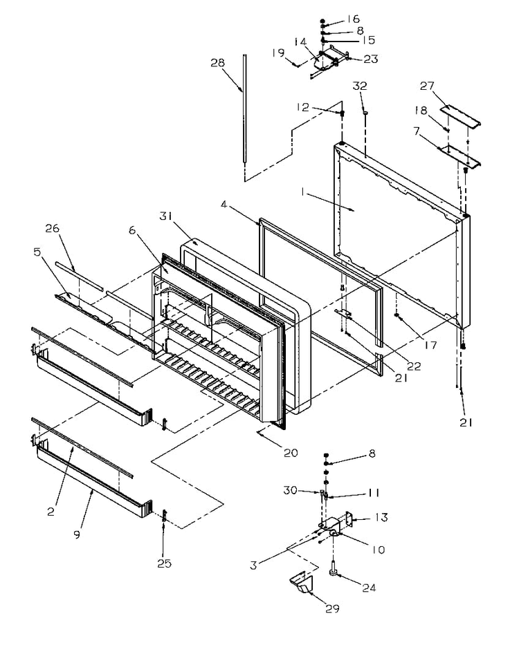Freezer Door Diagram and Parts List for BR22S6E-P1196703WE  Amana Refrigerator