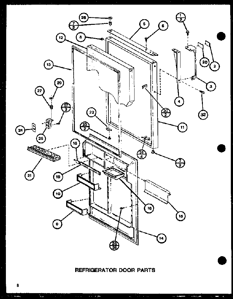 Refrigerator Door Parts Diagram and Parts List for TL18H-P77110-20W  Amana Refrigerator