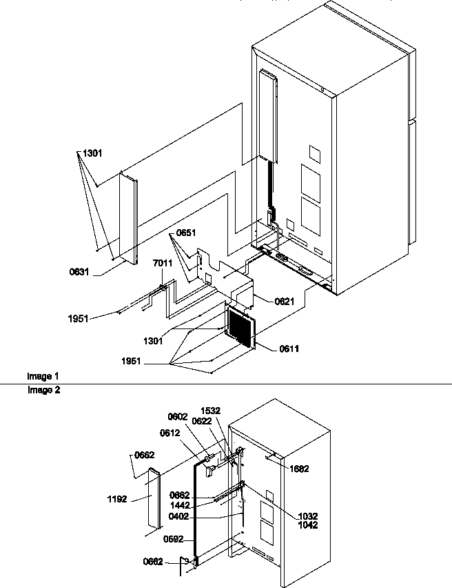 Cabinet Back Diagram and Parts List for TR18VL-P1307401WL  Amana Refrigerator