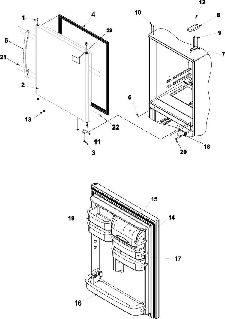 Refrigerator Door Diagram and Parts List for ABB1922FEB0  Amana Refrigerator