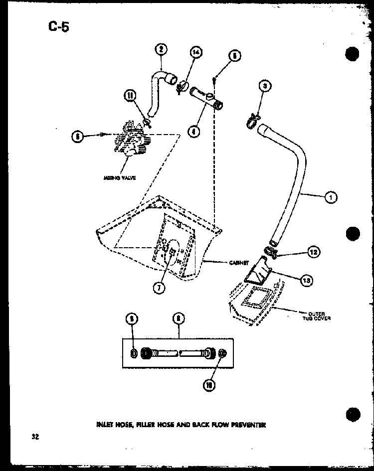 Inlet Hose Diagram and Parts List for TAA200 P75751-13W Amana Washer