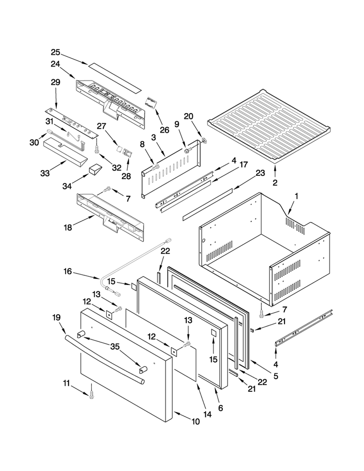 Upper Drawer Parts Diagram and Parts List for JUD248CCCX00  Jenn-Air Refrigerator