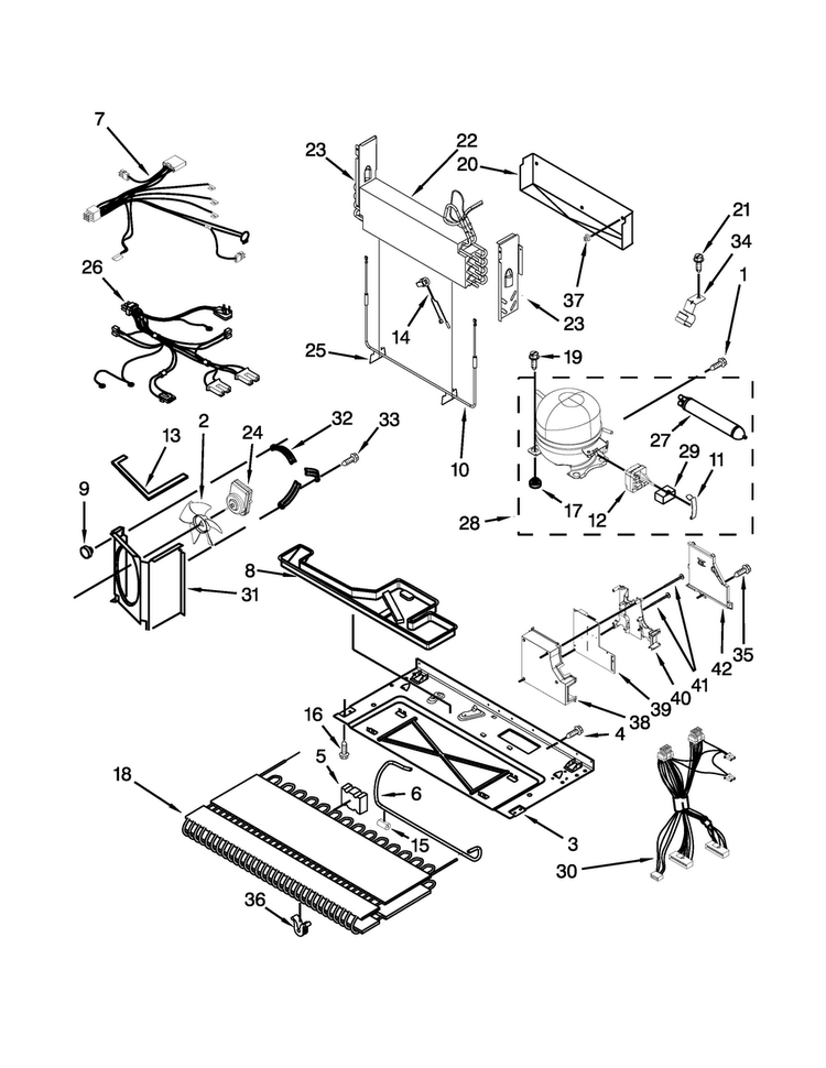 Unit Parts Diagram and Parts List for JFD2589KES2  Jenn-Air Refrigerator