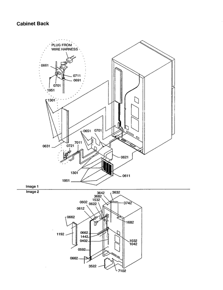 Cabinet Back Diagram and Parts List for TXI18VE-P1302402WE  Amana Refrigerator