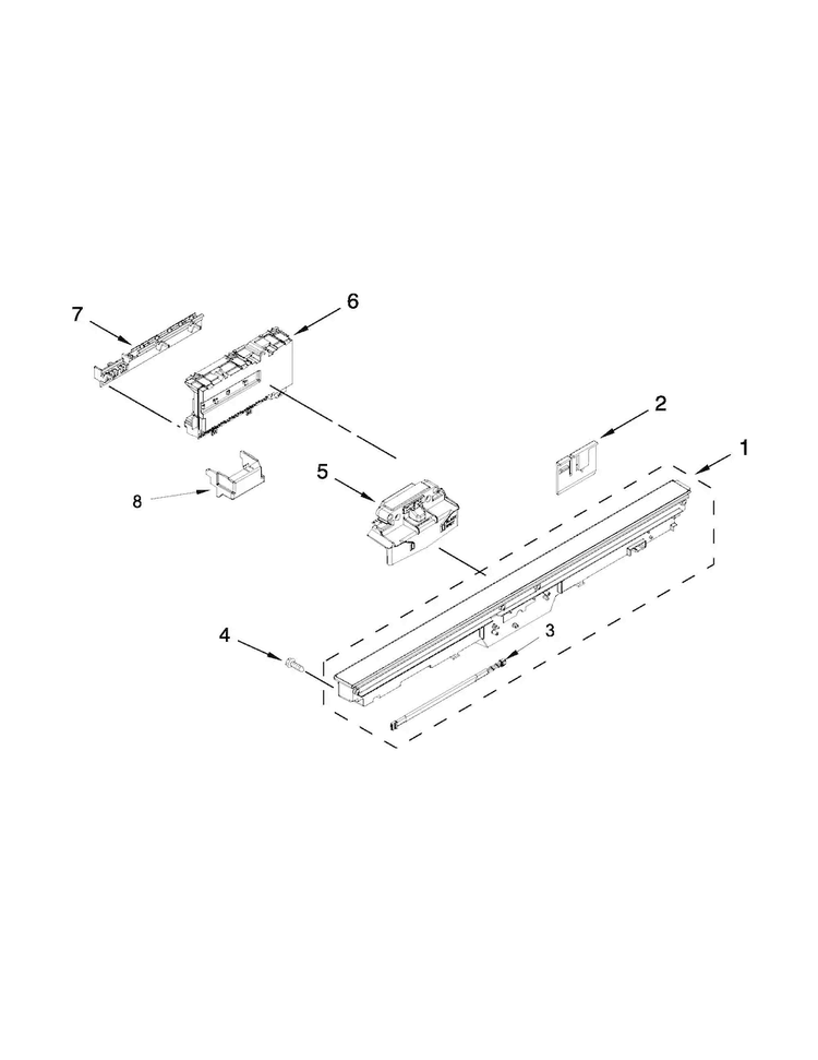 Control Panel And Latch Parts Diagram and Parts List for JDB8200AWP1  Jenn-Air Dishwasher