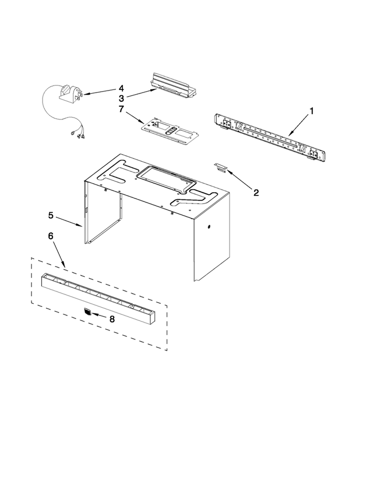 Cabinet And Installation Parts Diagram and Parts List for MMV4203WB1  Maytag Microwave