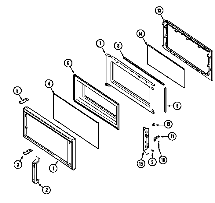 Door Diagram and Parts List for M457B  Jenn-Air Microwave