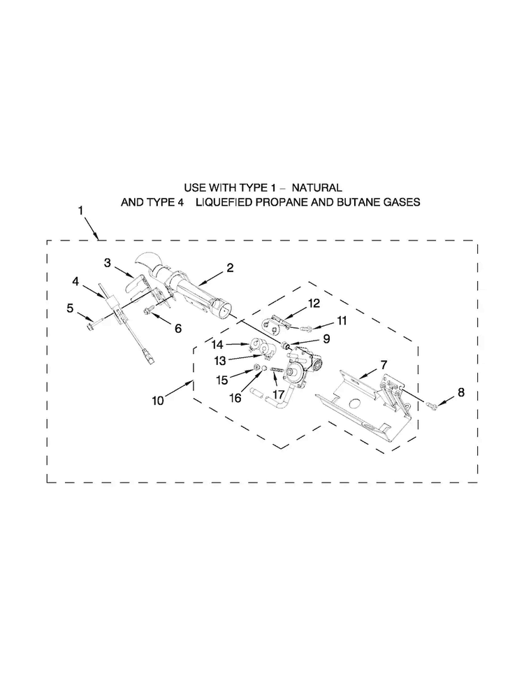 Burner Assembly Diagram and Parts List for MGDB700BW0  Maytag Dryer
