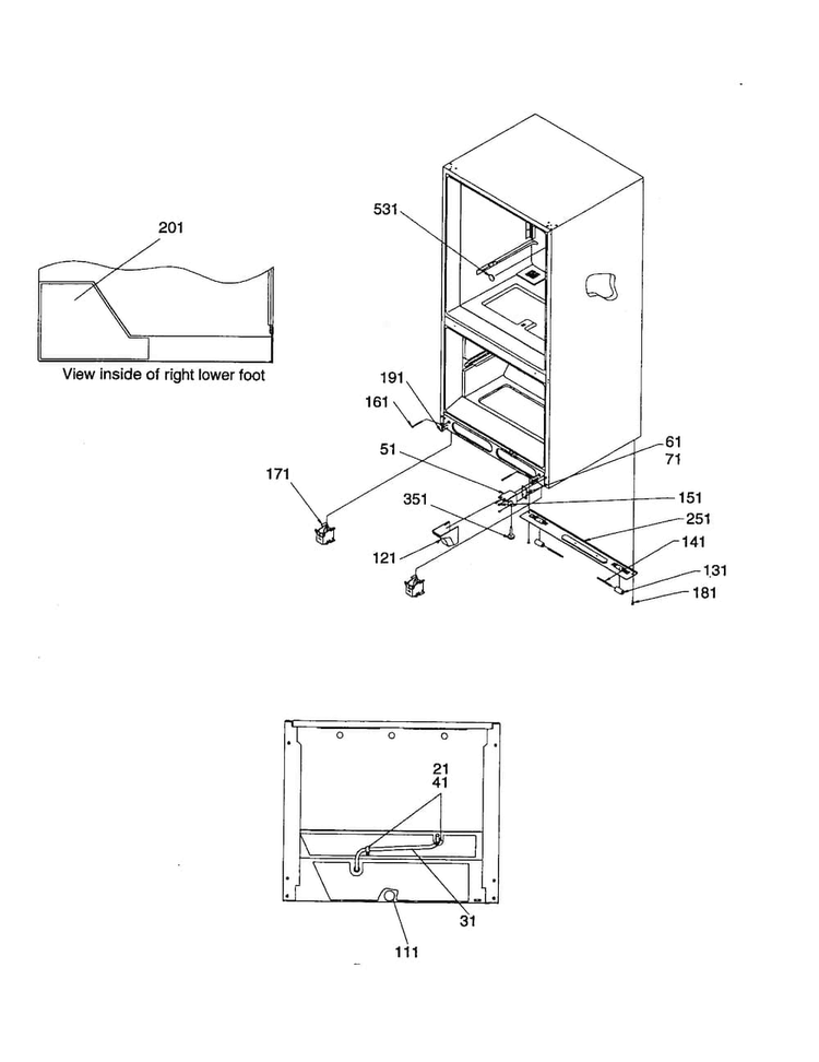 Insulation And Rollers Diagram and Parts List for BC21VW-P1325016WW  Amana Refrigerator