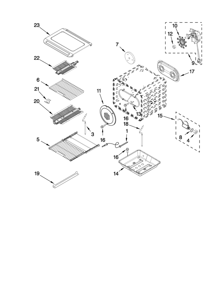 Internal Oven Parts Diagram and Parts List for JGRP536WP00  Jenn-Air Range