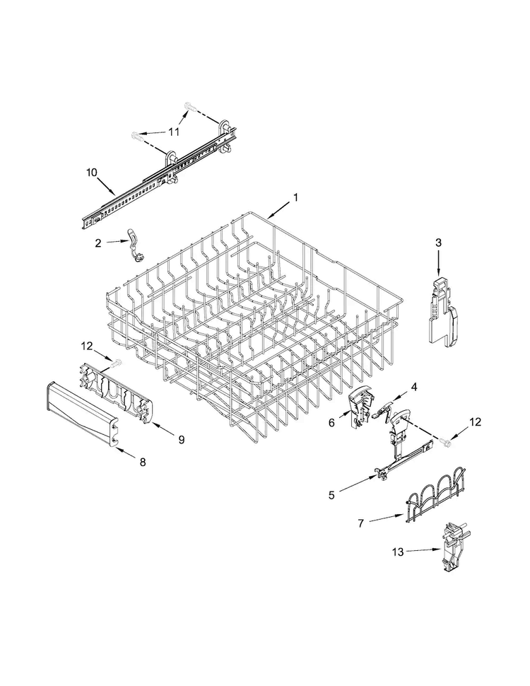Upper Rack And Track Parts Diagram and Parts List for MDB8969SDE1  Maytag Dishwasher