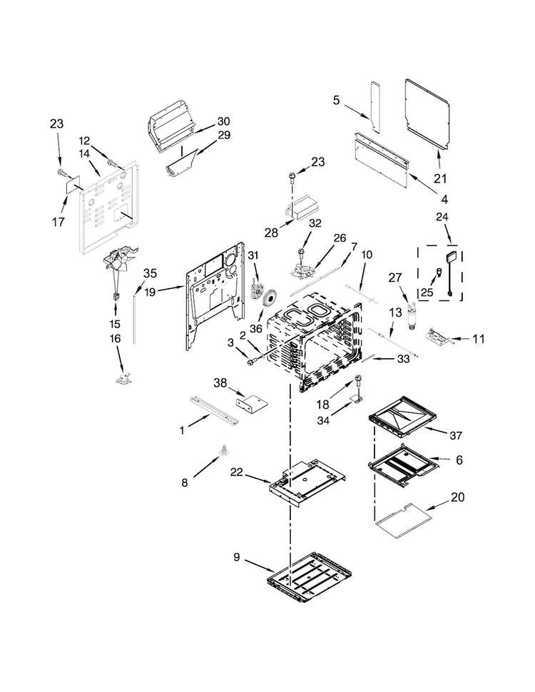 Chassis Parts Diagram and Parts List for JGS9900CDF00  Jenn-Air Range