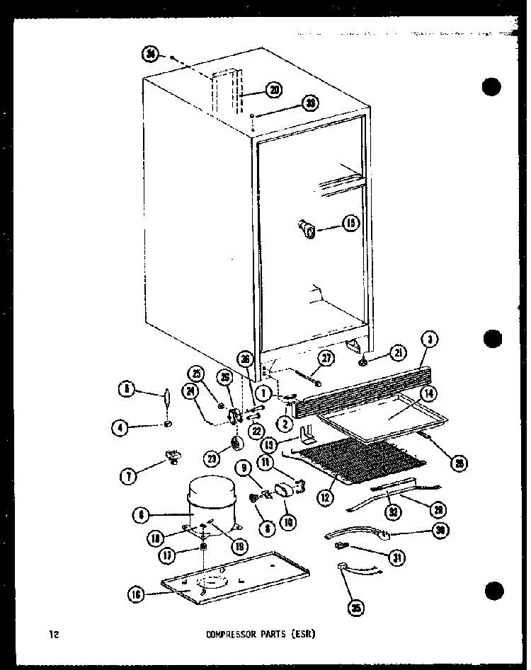 Compressor Parts Diagram and Parts List for TM14D-P73953-21W  Amana Refrigerator