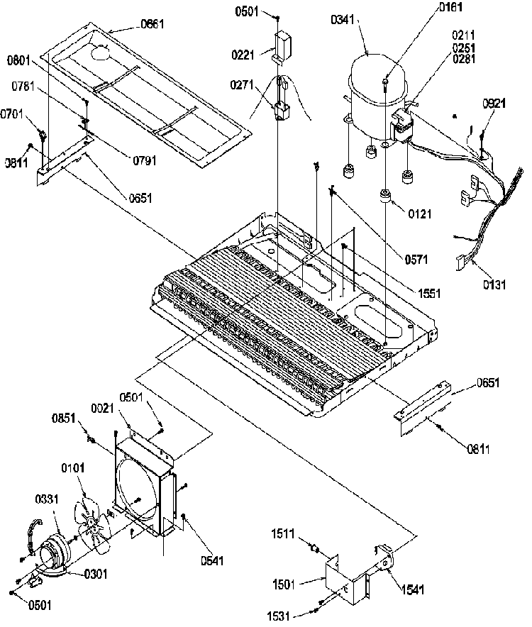 Machine Compartment Diagram and Parts List for SXD25S2E-P1190421WE  Amana Refrigerator