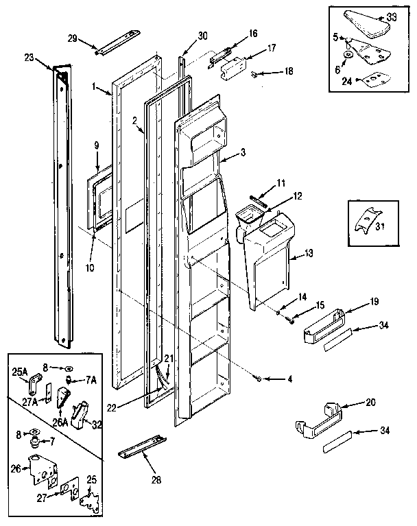Freezer Door Diagram and Parts List for JRSD226B MBQ32A Jenn-Air Refrigerator