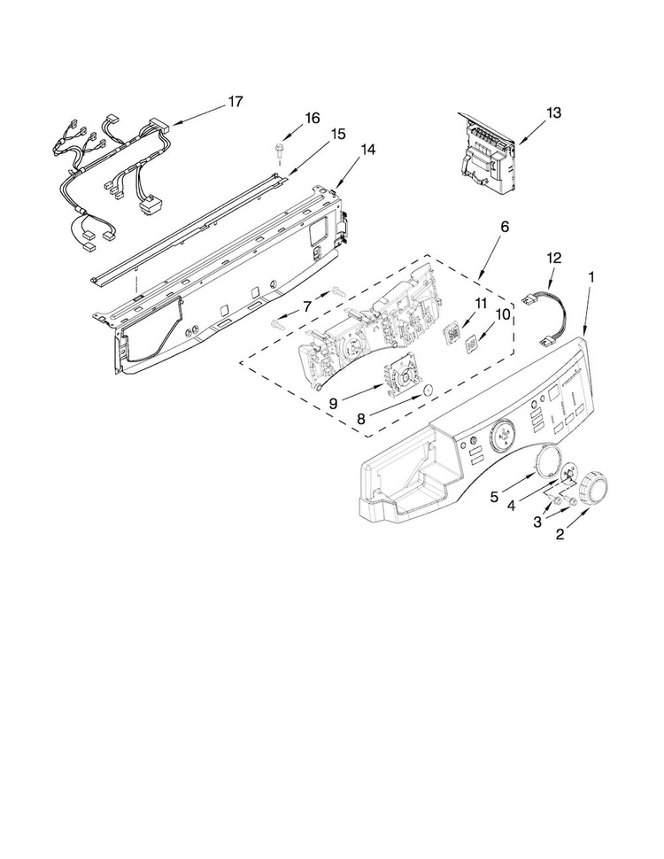 Control Panel Parts Diagram and Parts List for MHWE450WJ00  Maytag Washer
