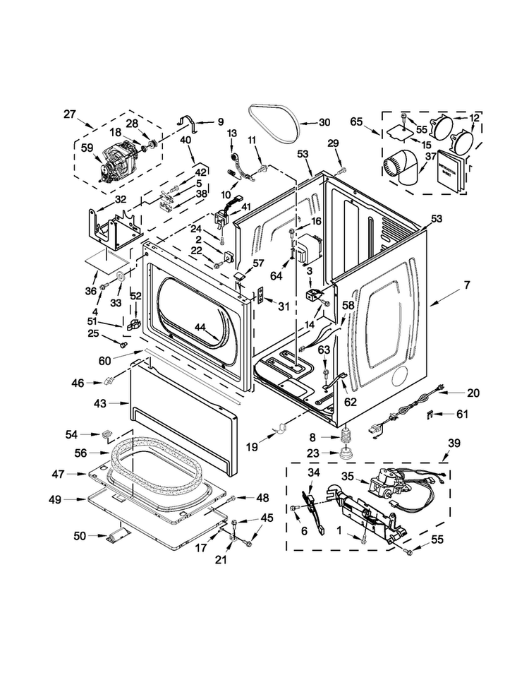 Cabinet Parts Diagram and Parts List for MDG18MNAGW0  Maytag Dryer