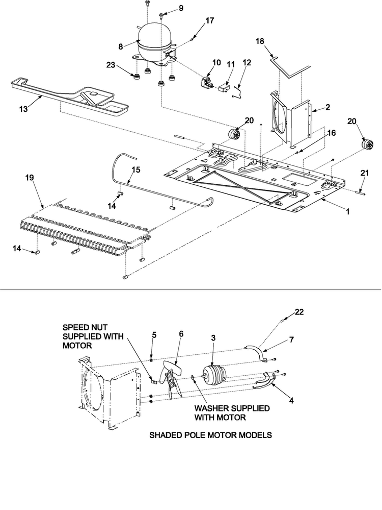 Compressor Diagram and Parts List for CB22G6Q-PCB22G600C  Crosley Refrigerator