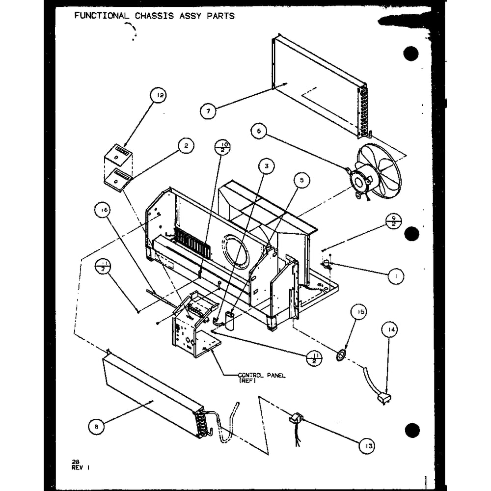 Functional Chassis Assy Parts 2 Diagram and Parts List for PTC07300ER P9812501R Amana Air Conditioner