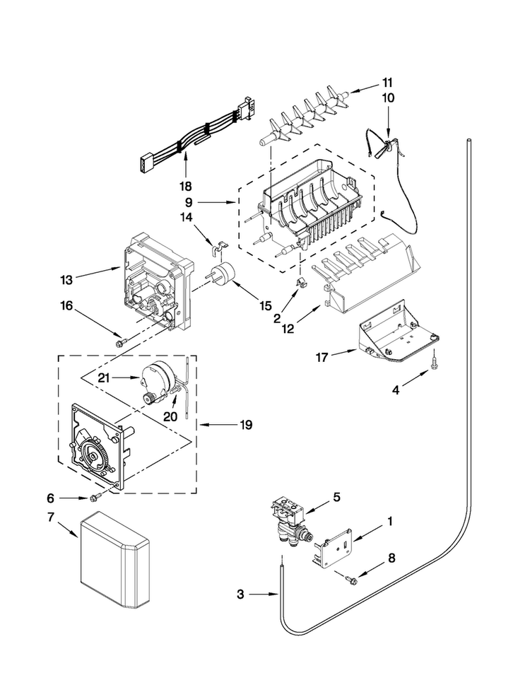 Icemaker Parts Diagram and Parts List for MSB26C4XYM00  Maytag Refrigerator
