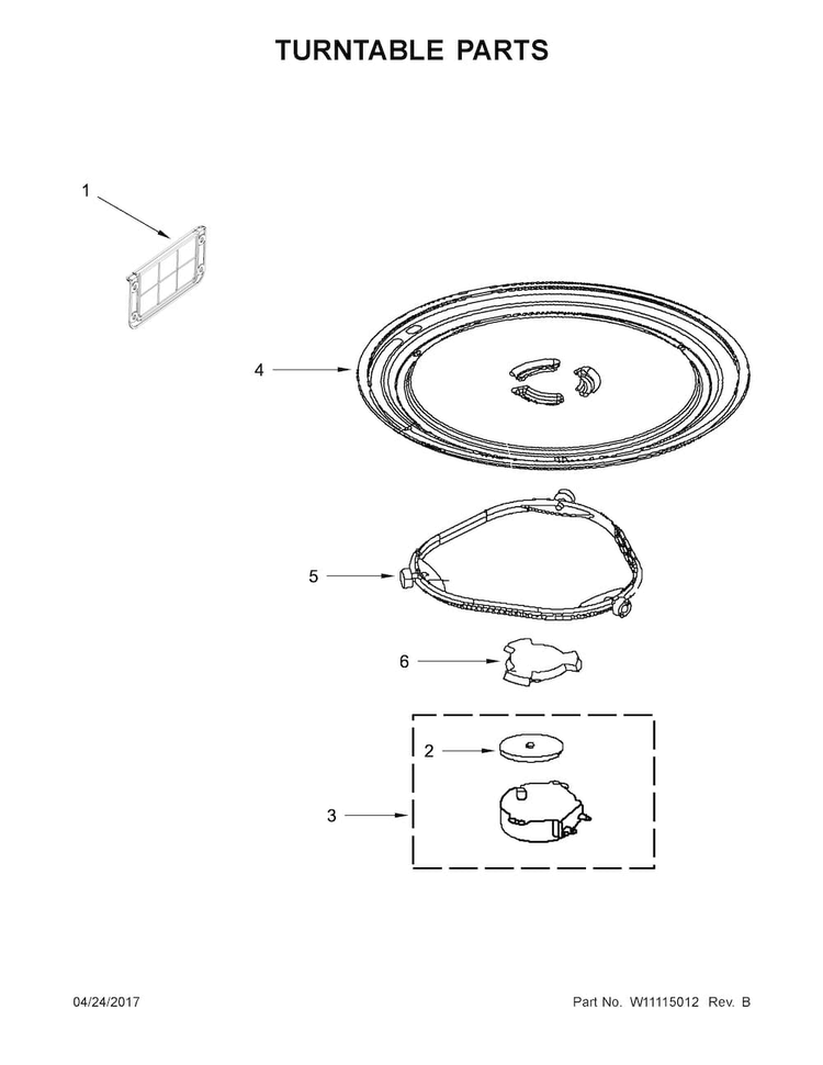 Turntable Parts Diagram and Parts List for MMV1174FW0  Maytag Microwave