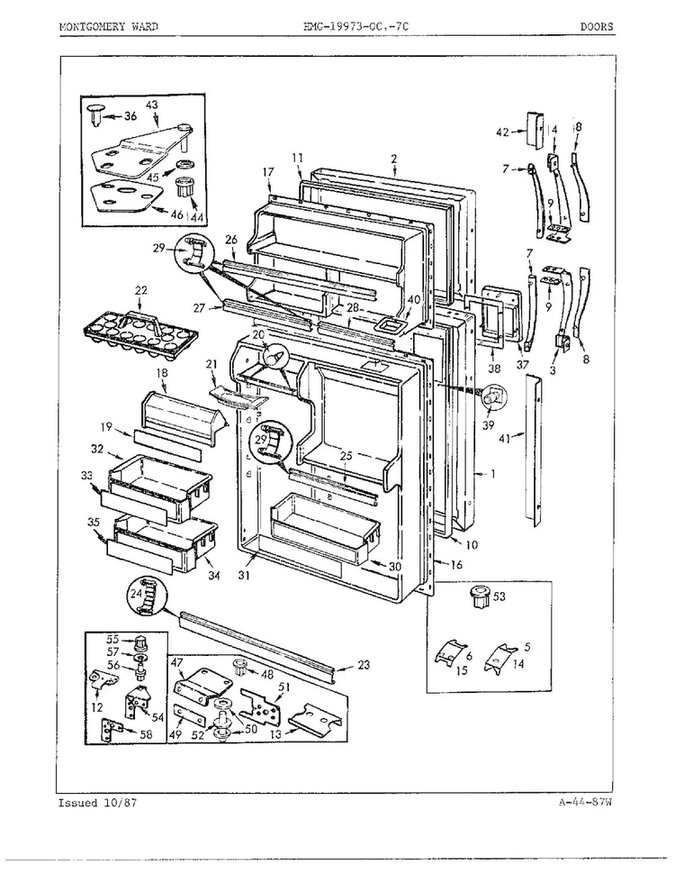 Doors/misc Diagram and Parts List for 19973A  Admiral Refrigerator
