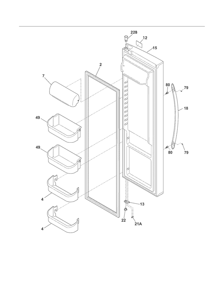 Refrigerator Door Diagram and Parts List for CRSH238MW2  Crosley Refrigerator