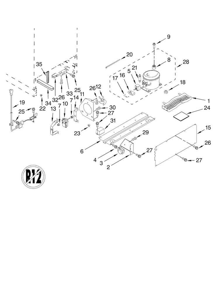 Unit Parts Diagram and Parts List for JUB248LBCX00  Jenn-Air Wine and Beverage Cooler