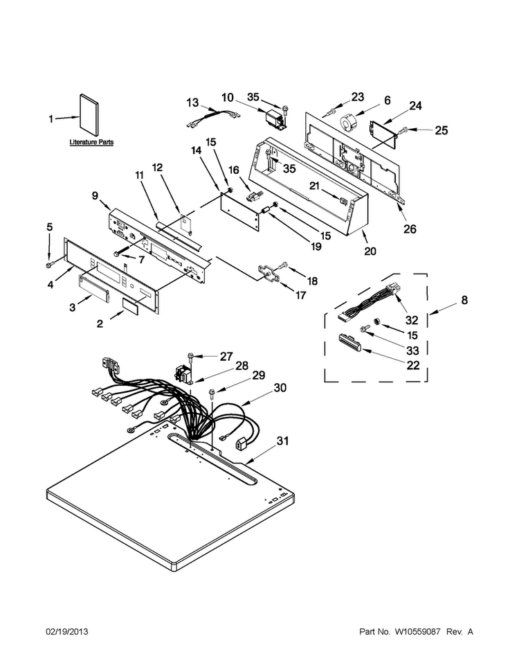 Top And Console Parts Diagram and Parts List for MDG18PRAWW0  Maytag Dryer