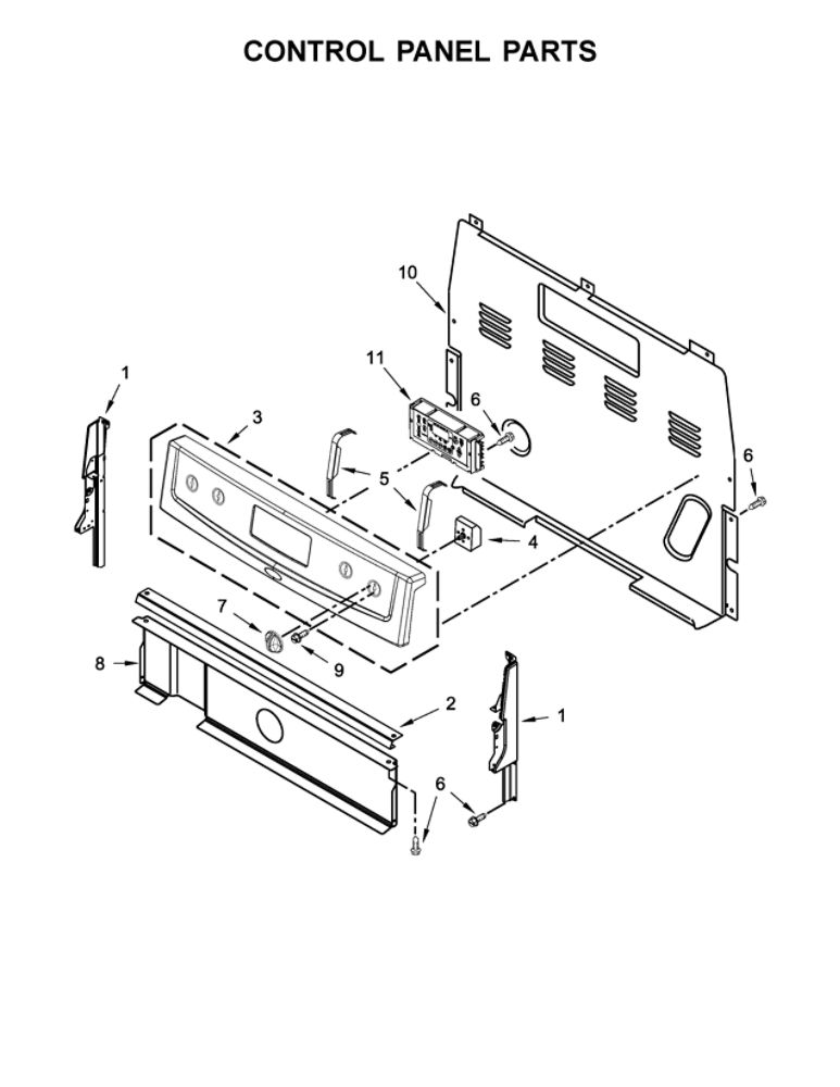 Control Panel Parts Diagram and Parts List for YAER6303MFW1  Amana Range