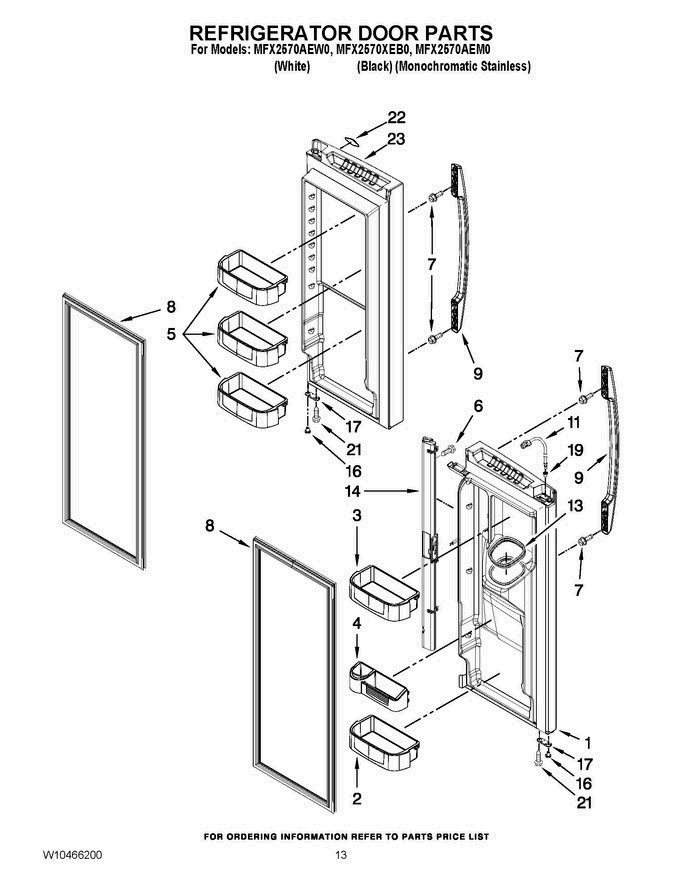 07 - Refrigerator Door Parts Diagram and Parts List for MFX2570XEB0  Maytag Refrigerator