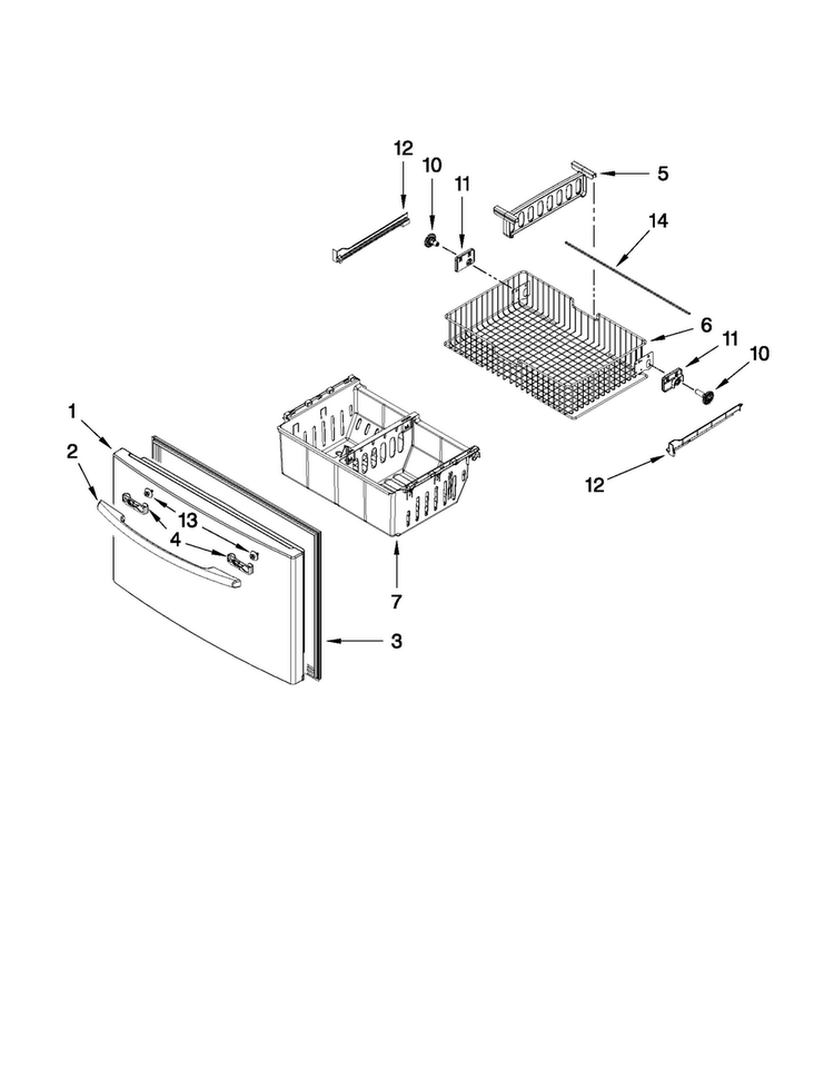 Freezer Door Parts Diagram and Parts List for MFI2665XEB5  Maytag Refrigerator
