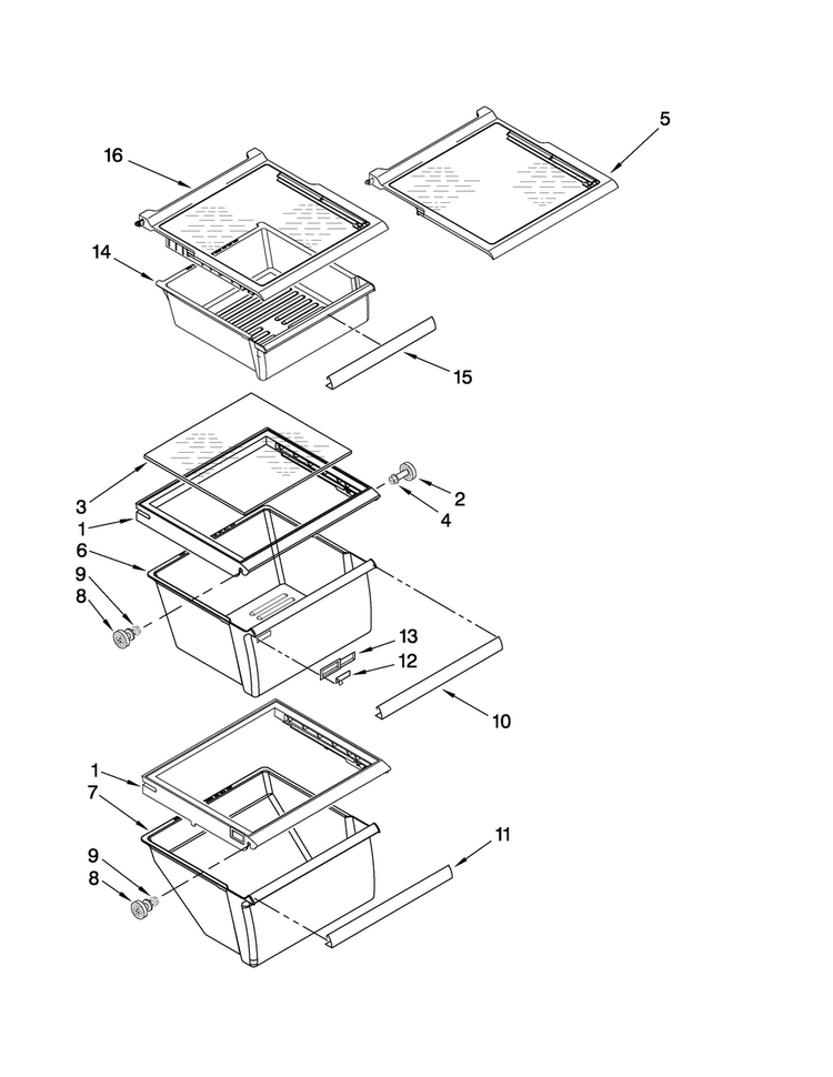 Refrigerator Shelf Parts Diagram and Parts List for MSD2573VES01  Maytag Refrigerator