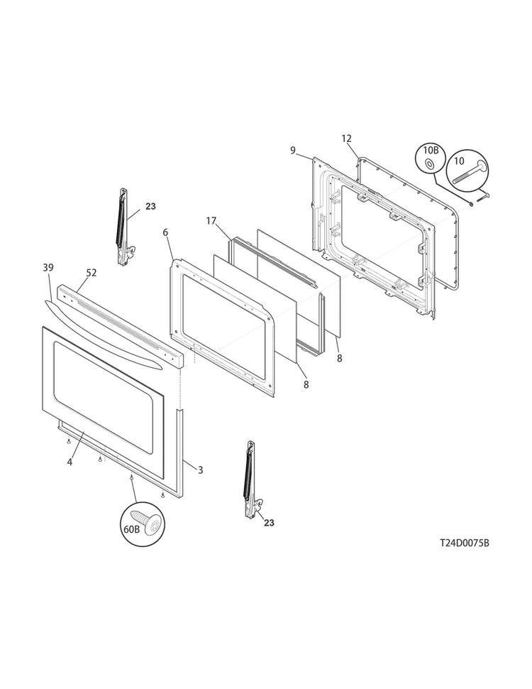 Door Diagram and Parts List for CRG3150PSB  Crosley Range