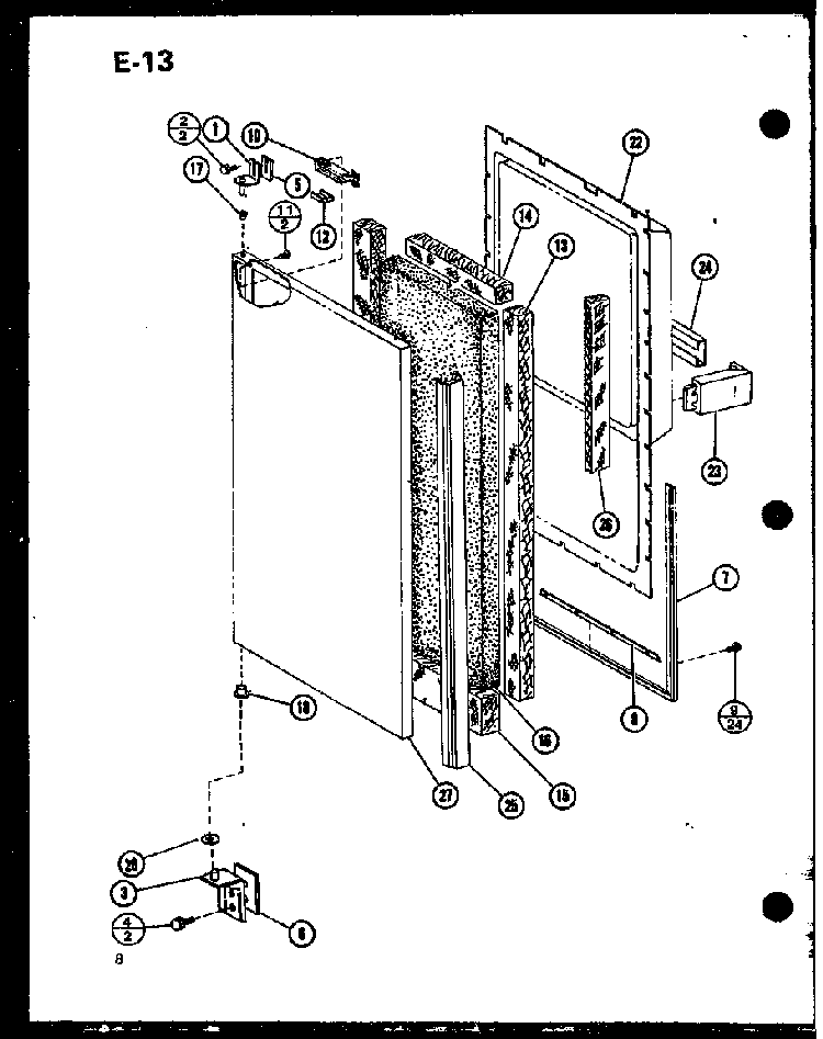 Lower Freezer Door Pan Diagram and Parts List for SLDI25F-A-P76421-1WA  Amana Refrigerator