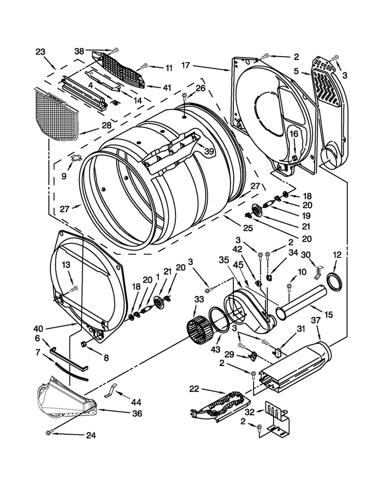 Bulkhead Parts Diagram and Parts List for 3LMEDC300YW1  Maytag Dryer