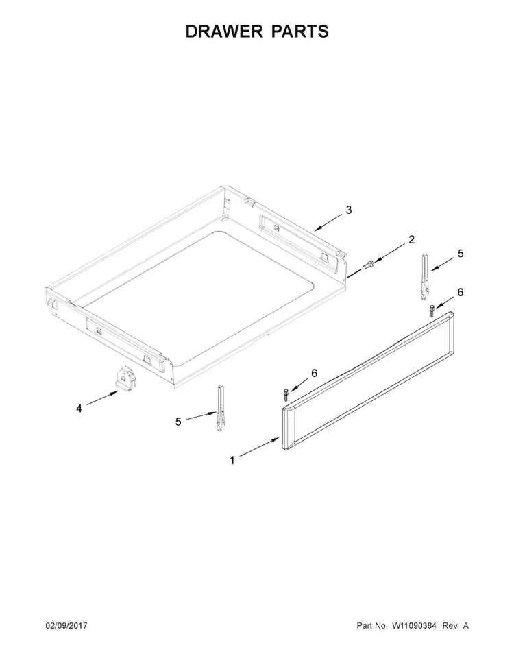 Drawer Parts Diagram and Parts List for MER6600FB0  Maytag Range