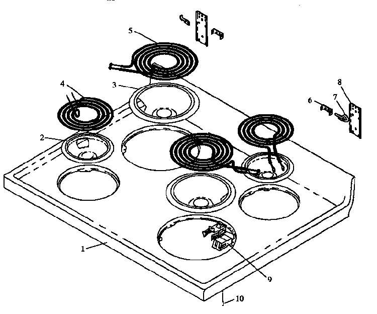 Maintop Assembly Diagram and Parts List for EHN3412W P1142499NW Caloric Range