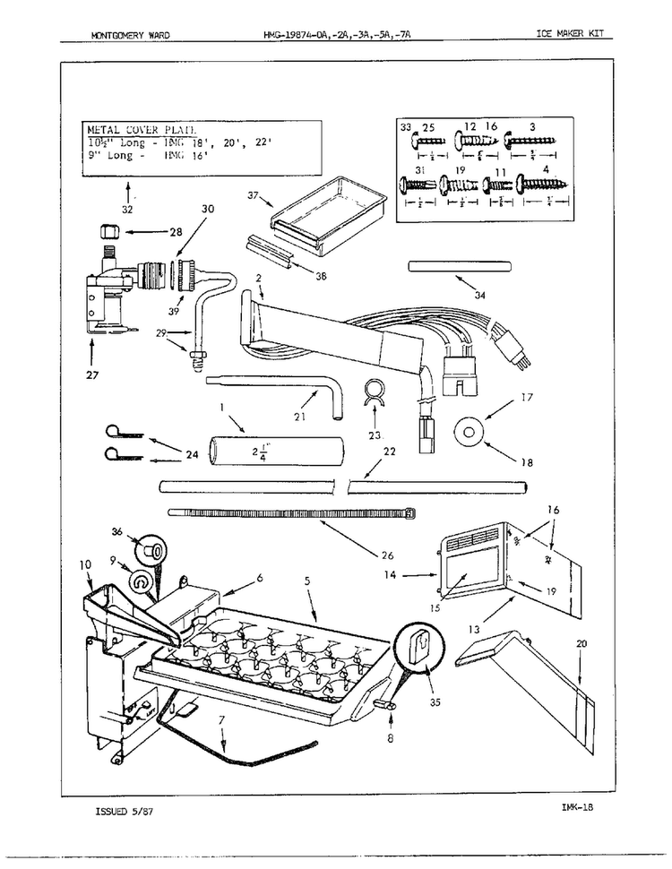 Ice Maker Kit Diagram and Parts List for 19284A  Admiral Refrigerator